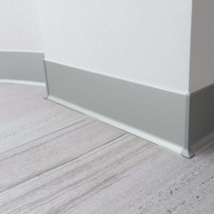 Плинтус алюминиевый Волшебная палочка 80 мм 3,0 м Серебро матовое